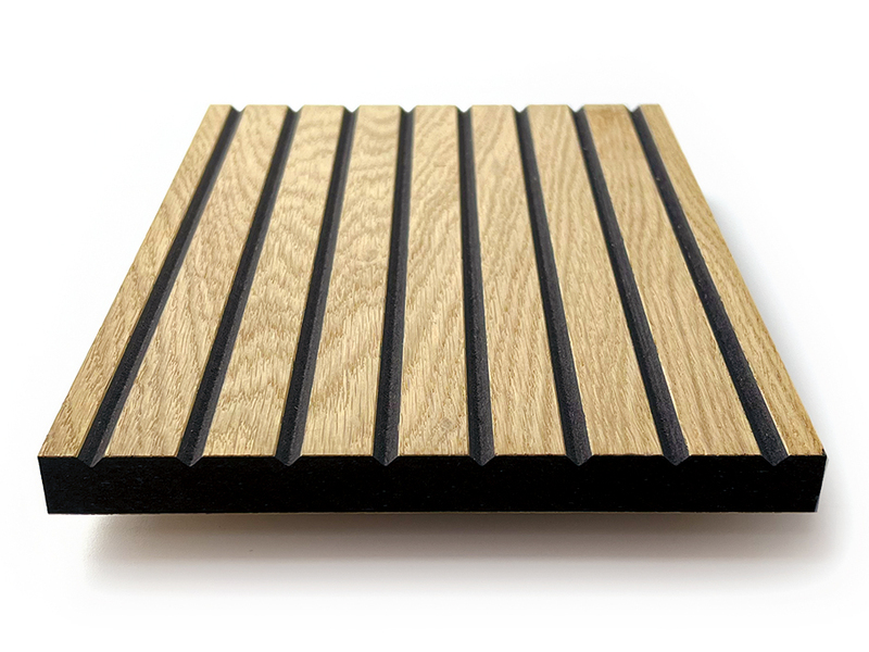 Oak Veneered Black MDF, Crown Cut – V-grooved 2440 X 1220mm